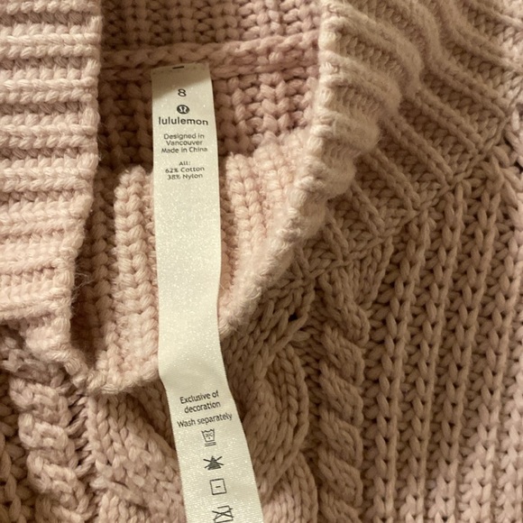Lululemon Women's Pink Cable Knit Sweater- size 8 - cotton blend - Picture 3 of 6